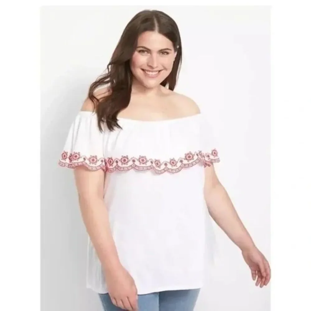 Lane Bryant -Swing Ruffle Off-The-Shoulder Knit Top - Picture 1 of 3